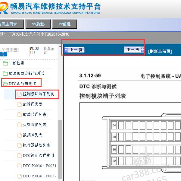 2015-2016年长安神骐T20发动机针脚定义