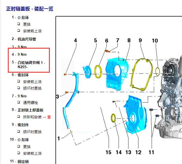 2012年斯柯达明锐凸轮轴调节阀扭矩