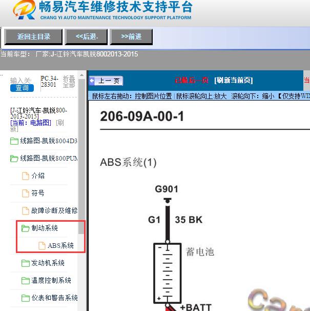2013-2015年江铃汽车-凯锐800ABS电路图