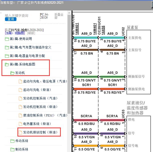 2020-2021年江铃汽车-域虎9尿素系统电路图