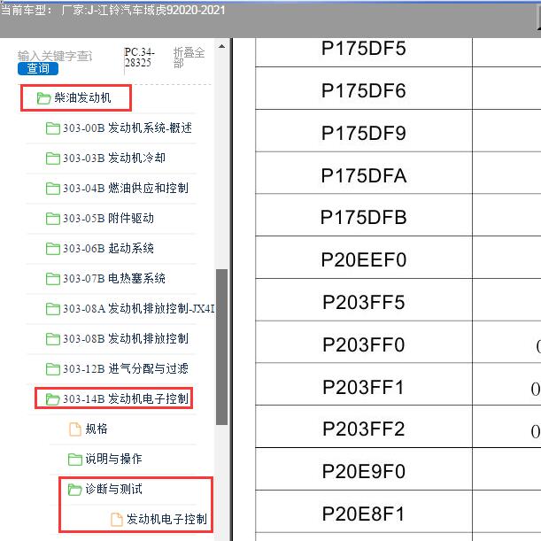 2020-2021年江铃汽车-域虎9故障码P203FF0维修手册