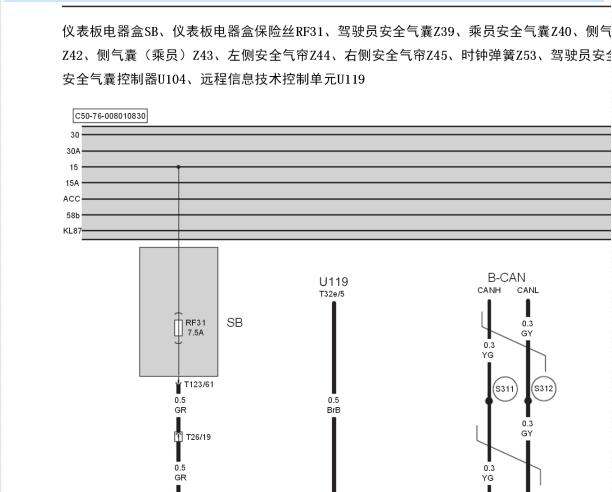 2016年绅宝D50 气囊电路图