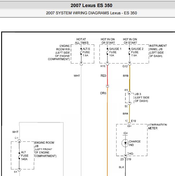 2007年雷克萨斯ES350 启动电路图