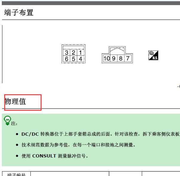 2019年日产轩逸DCDC转换器针脚与电路图