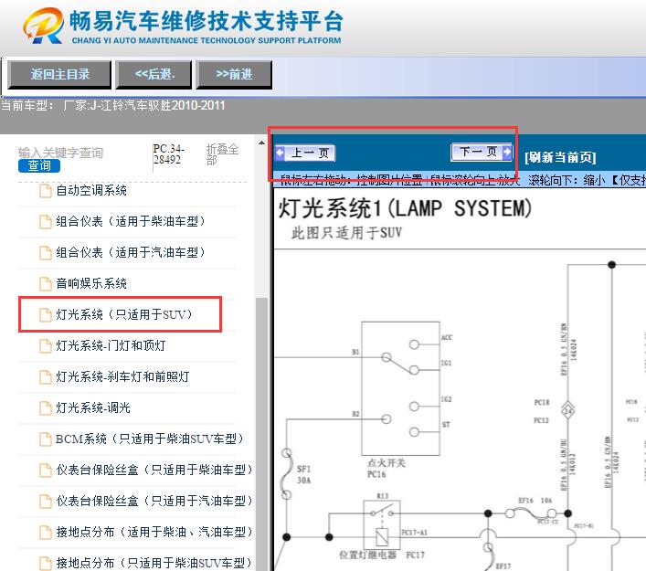 2010-2011年江铃驭胜  灯光电路图