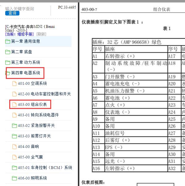 2010年长安奔奔MINI车速表针脚