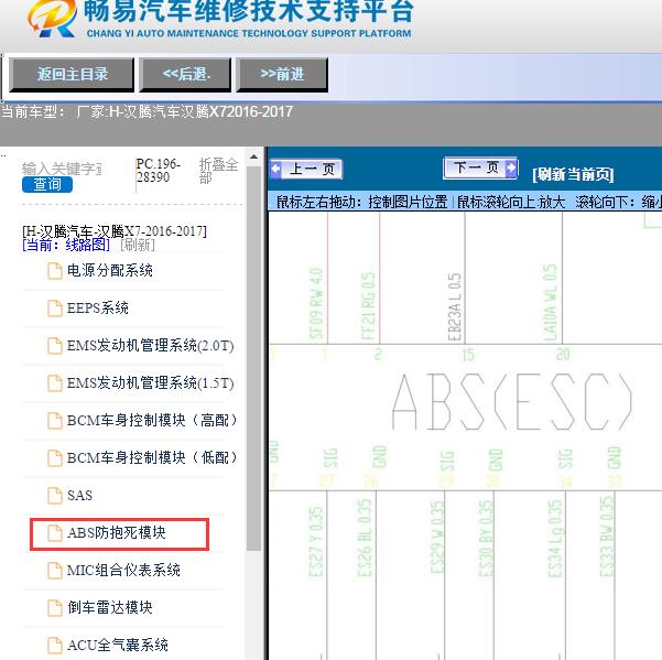 2016-2017年汉腾汽车-汉腾X7 ABS电路图