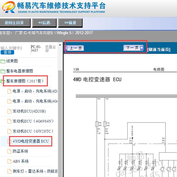 2012-2017年长城风骏5四驱电路图