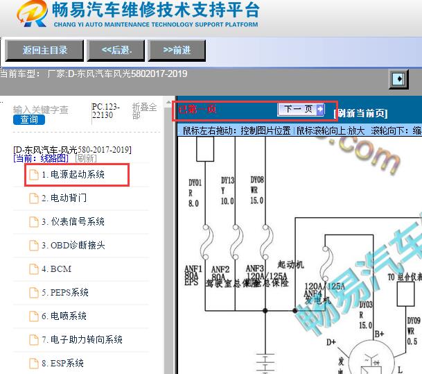 2017-2019年东风风光580 启动电路图