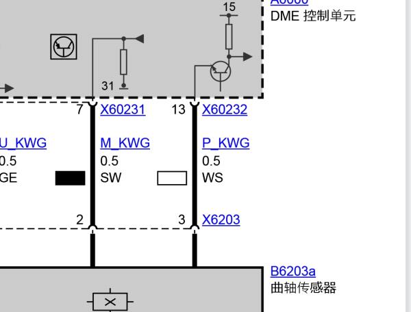 2009年宝马MINI cooper曲轴位置传感器电路图和位置