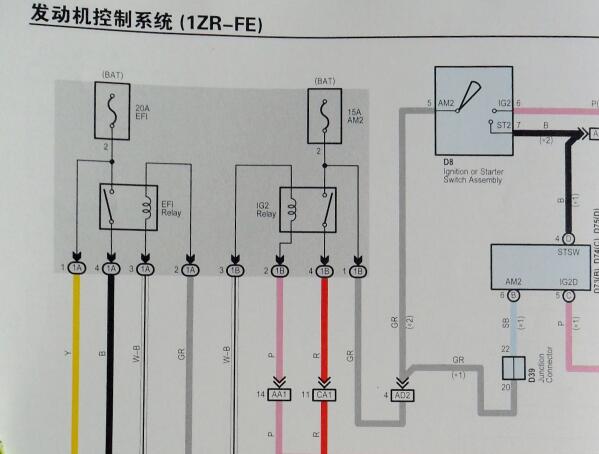 2010年一汽丰田威驰发动机电路图