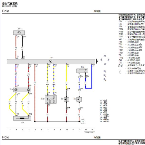 2010年大众POLO 气囊电路图