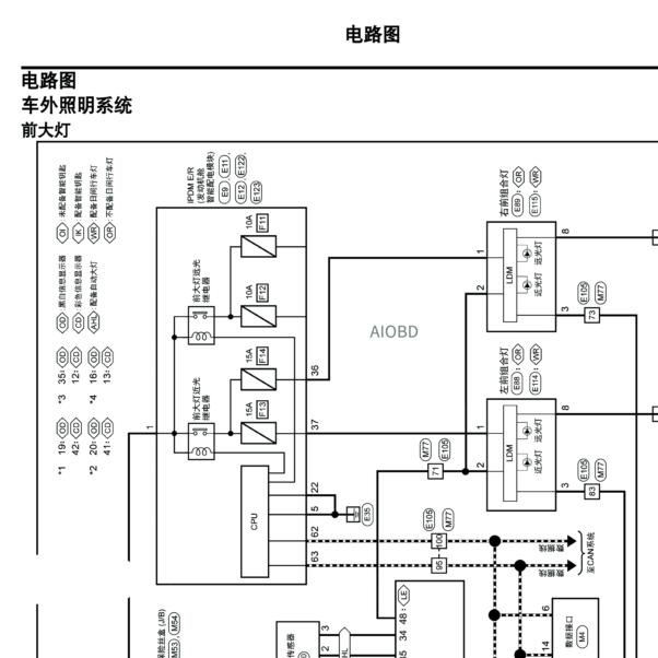 2021年启辰D60PLUS前大灯电路图