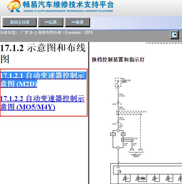 2015年别克昂科威换挡电路图