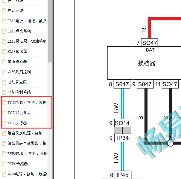 2018年吉利远景X3变速箱电路图