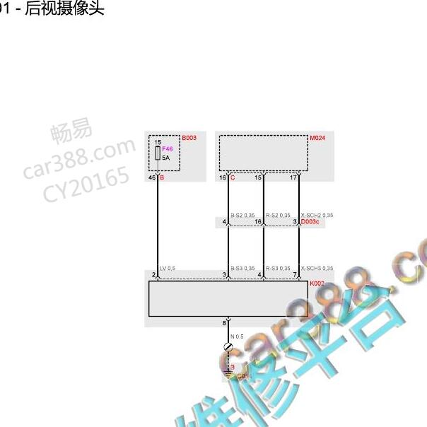 2014-2017年玛莎拉蒂吉博力倒车影像电路图.