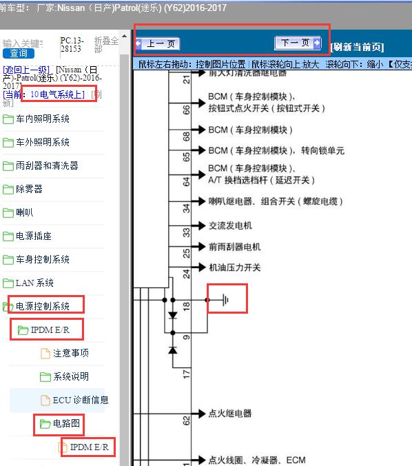 2016-2017年日产途乐IPDM接地电路图