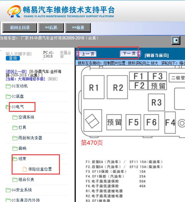 2009-2018年金杯海狮保险丝继电器资料