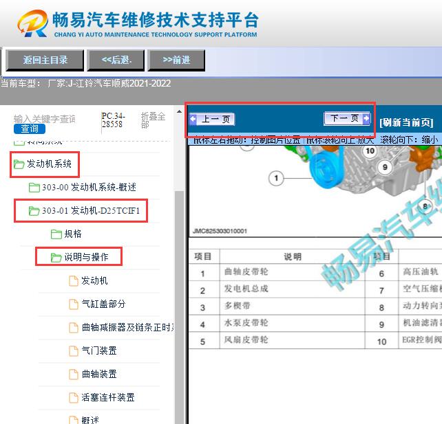 2021-2022年江铃顺威  发动机部件位置