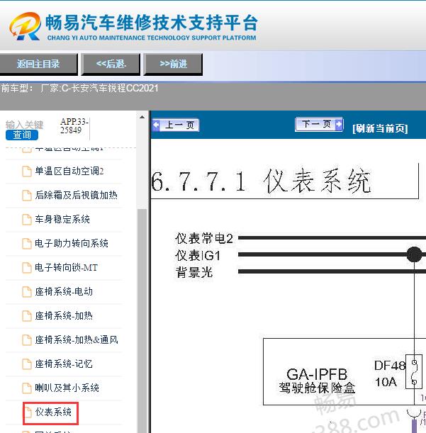 2021年长安锐程CC仪表系统电路图