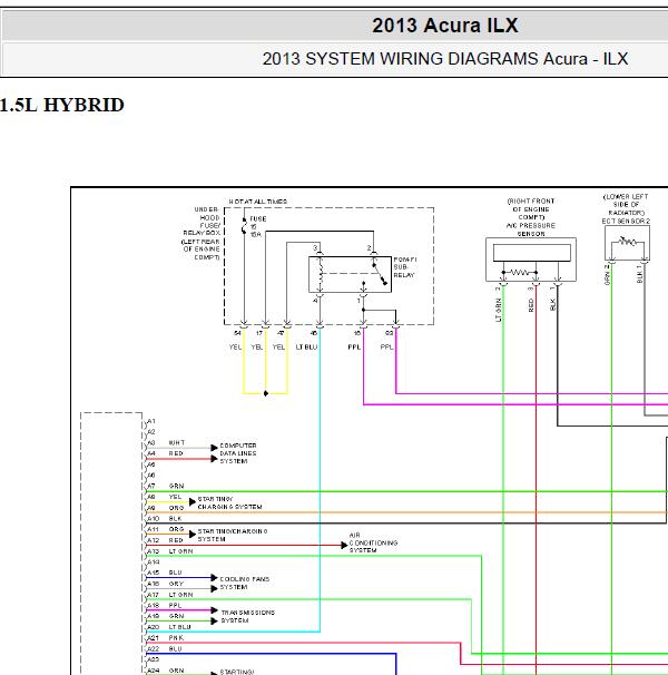 2013年讴歌ILX 发动机电路图.
