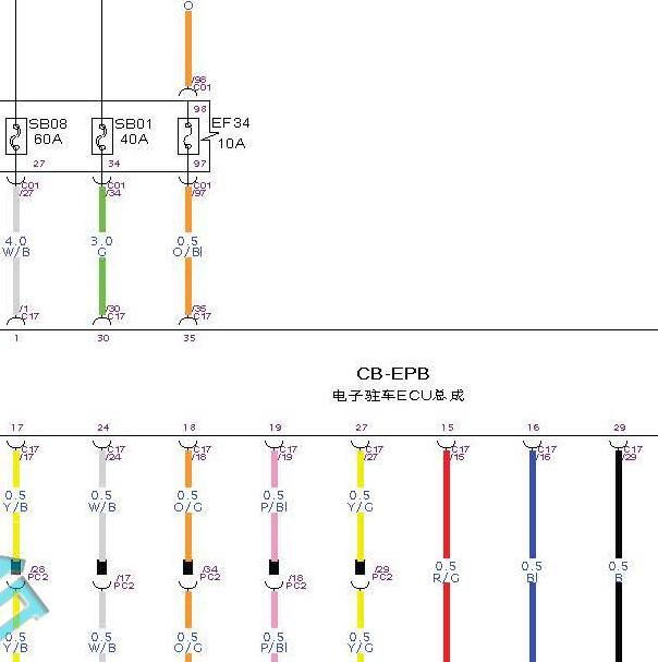 2020-2021长安CS55电子手刹电路图