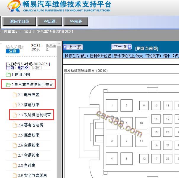 2019-2021年江铃汽车-特顺发动机电脑针脚