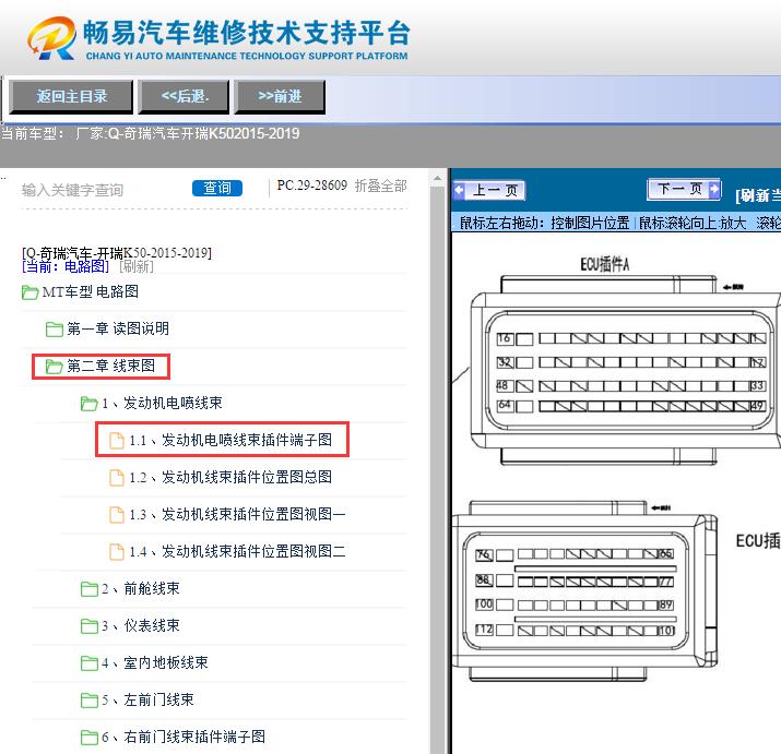 2015-2019年奇瑞开瑞K50  发动机针脚