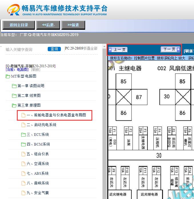2015-2019年奇瑞开瑞K50  保险丝与继电器资料