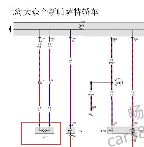 2012年大众帕萨特油箱盖马达电路图.