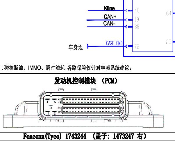 北汽威旺M20 BJ415A发动机针脚资料