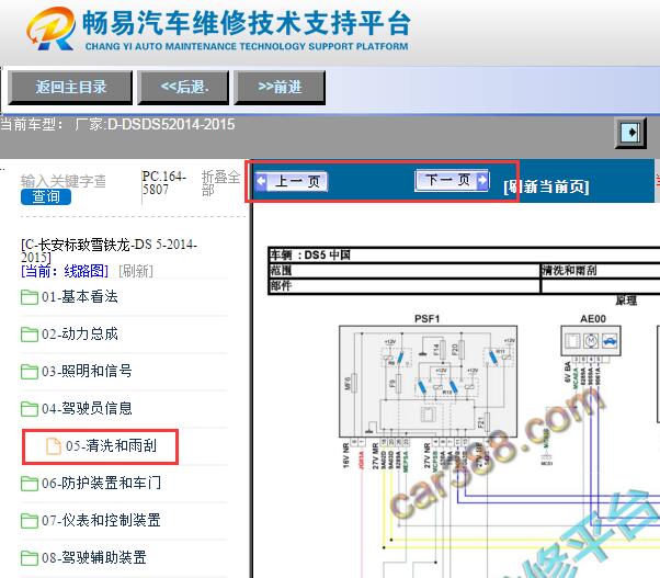 2014-2015年雪铁龙DS5雨刮电路图