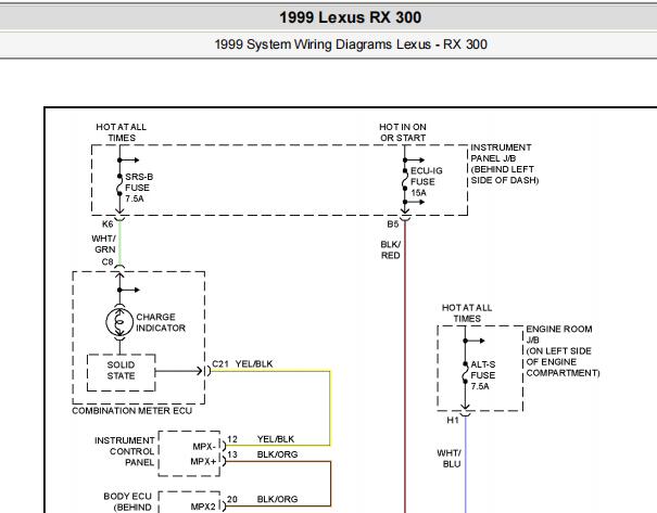 1999年雷克萨斯RX300发电机电路图