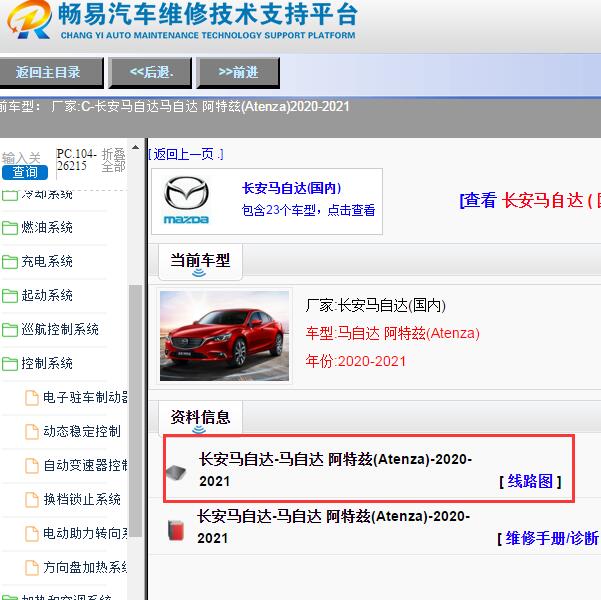 2020-2021年马自达阿特兹全车电路图