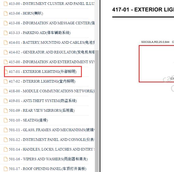 2007-2010年路虎神行者2 车外照明电路图