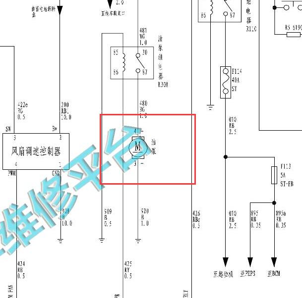 2015年长城哈弗H9发动机油泵电路图.