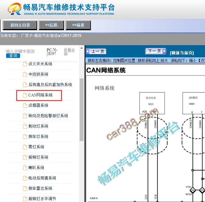 2017-2019年福田伽途ix7  网络电路图