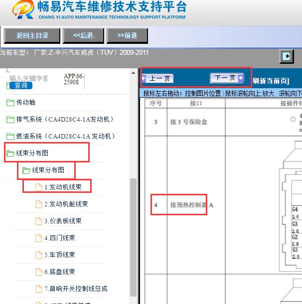 2009-2011年中兴威虎CA4D28C4-1A发动机预热控制器位置