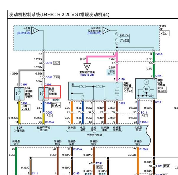 2013年现代圣达菲EGR阀电路图