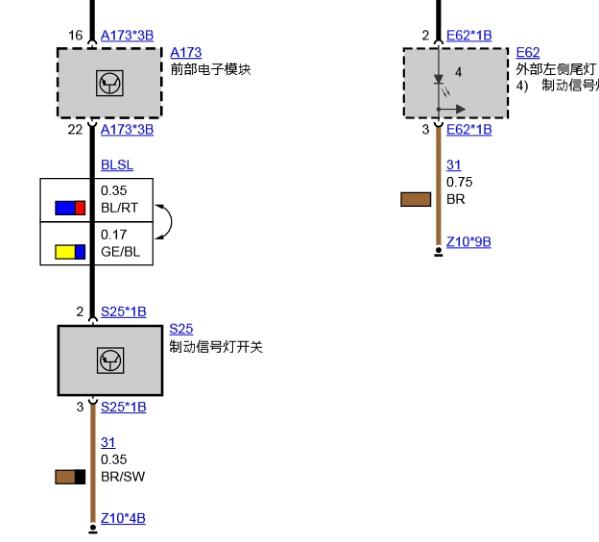 2020年宝马320LI 刹车灯开关电路图