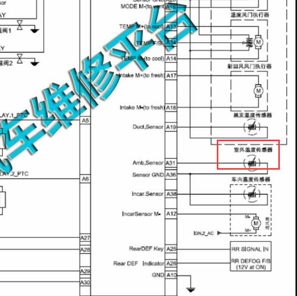 2017年江淮iEV7S 室外温度传感器电路图