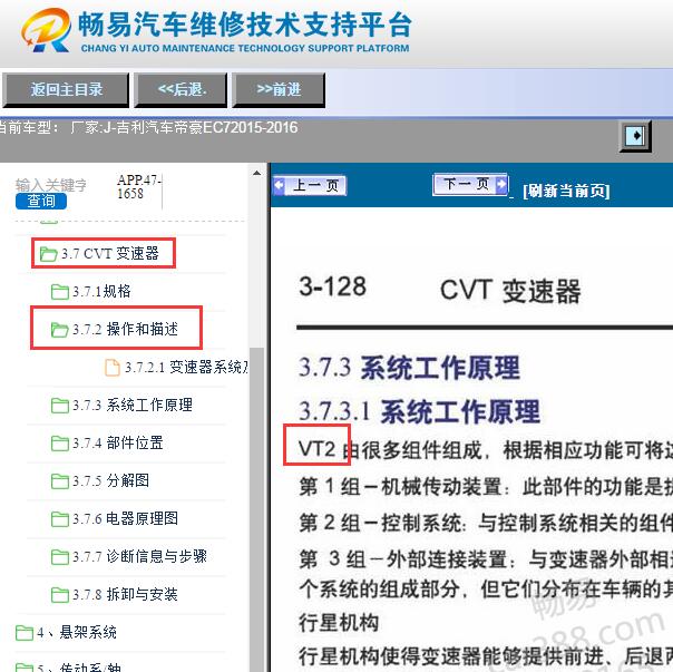 2015-2016年吉利帝豪EC7 VT2变速箱资料