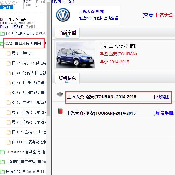 2014-2015年大众途安全车电路图