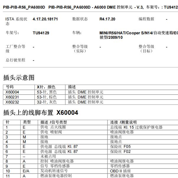 2009年宝马迷你发动机针脚