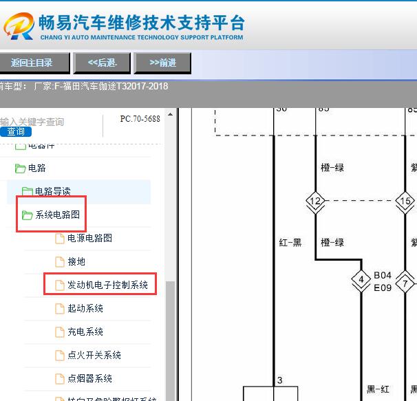 2018年福田伽途T3发动机电路图