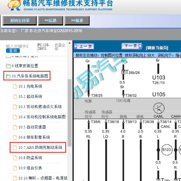 2015-2016年北京汽车-绅宝D20ABS电路图