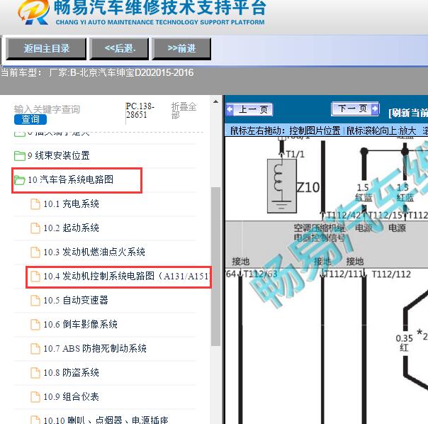 2015-2016年北京汽车-绅宝D20发动机电路图