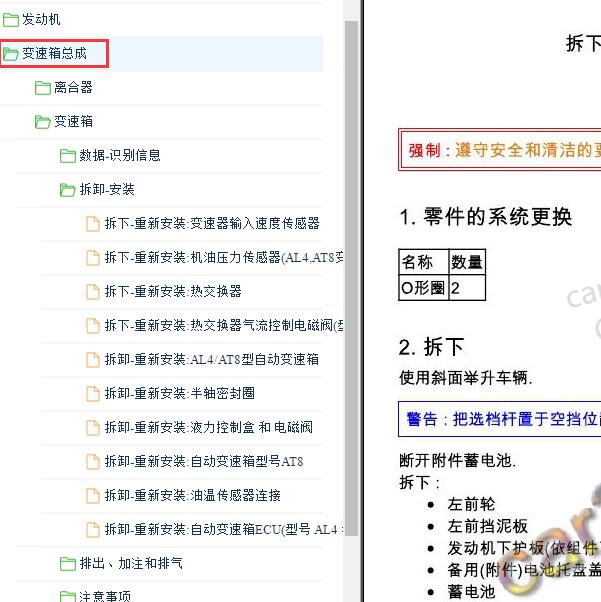 2013-2014年雪铁龙世嘉变速箱维修手册