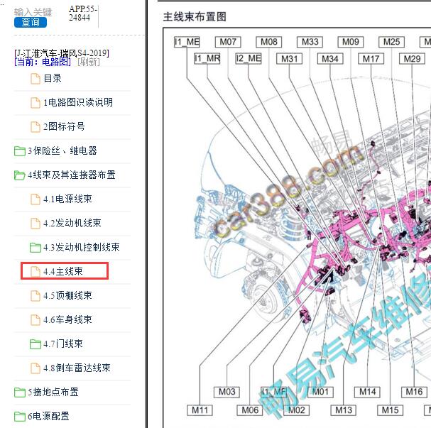 2019年江淮瑞风S4线束插头位置