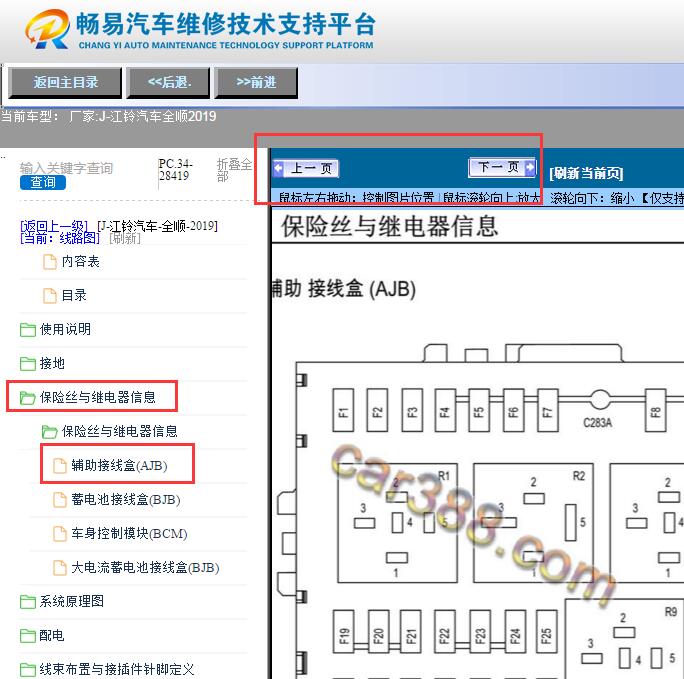 2019年江铃全顺  保险丝位置资料
